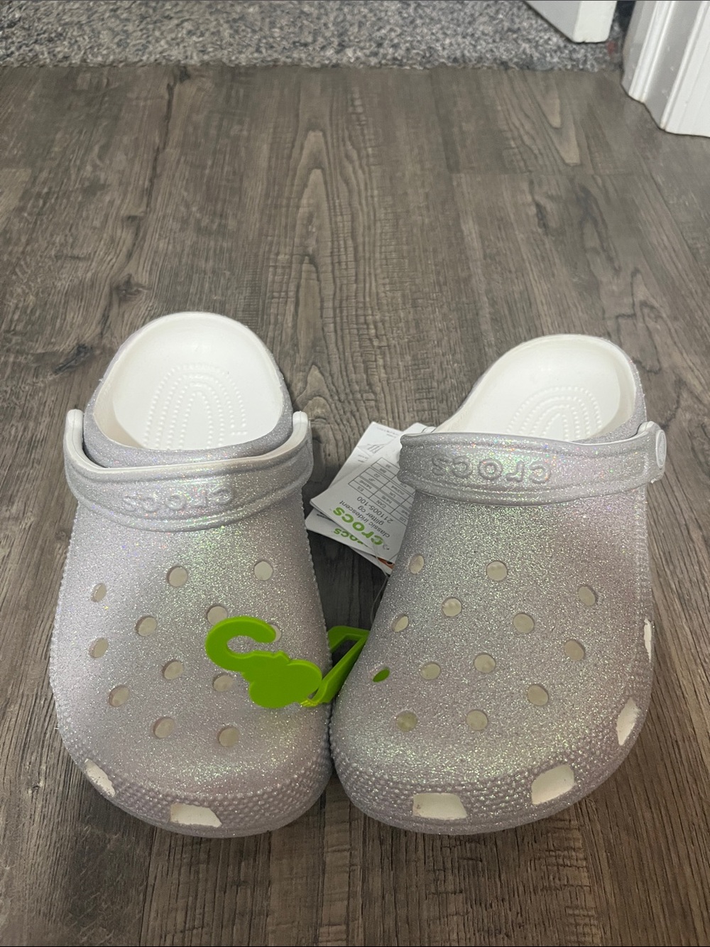 CROCS Kids' Glitter Clog - Silver Sparkle